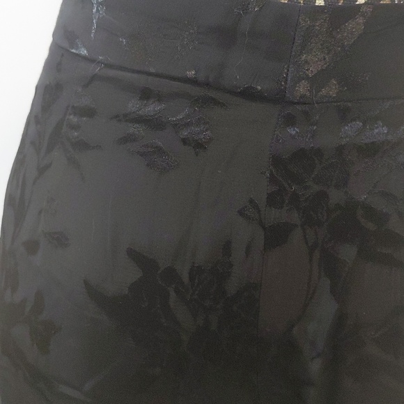 Zara Black Floral Jacquard Wide-Leg Pants - Picture 4 of 8